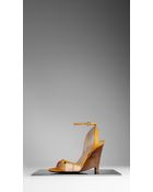 Burberry Haymarket Check Wedge Sandals - Lyst