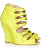 Oscar de la Renta Dakota Brushed Leather Wedge Sandals - Lyst