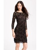 Eliza J Ruched Lace Sheath Dress - Lyst