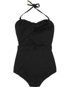 Zimmermann Belted Ruched Bandeau Swimsuit - Lyst