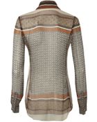 L'Agence Lagence Scarf Print Blouse Brown - Lyst