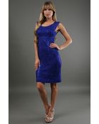 Sue Wong Cap Sleeve Battenberg Embroidery Dress - Lyst