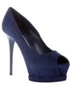 Gianmarco Lorenzi Suede Peep Toe Pump - Lyst