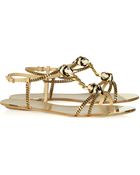 Gucci Embellished Chain and Leather Sandals - Lyst