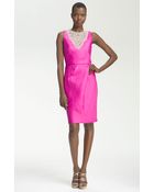 Lela Rose Embroidered Bib Dress - Lyst