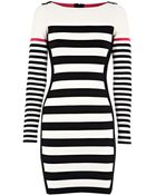 Karen Millen Block Stripe Knit Dress - Lyst