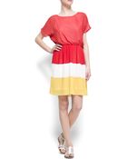 Mango Pleated Color Block Dress - Lyst