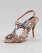 Tabitha Simmons Flossie Printed Silk Sandal - Lyst