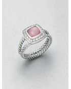 David Yurman Diamond Accented Pink Motherofpearl Ring - Lyst