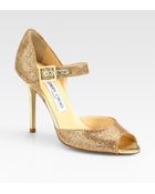 Jimmy Choo Pebbled Metallic Leather Mary Jane Pumps - Lyst