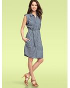Gap Chambray Pintucked Dress - Lyst