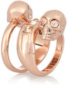 Alexander McQueen Swarovski Crystal Doubleskull Ring - Lyst