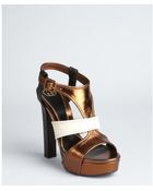 Gucci Bronze Colorblock Leather 'Andie' Platform Sandals - Lyst