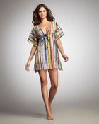 Oscar de la Renta Striped Silk Coverup - Lyst