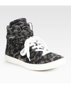 Pierre Hardy Leopardprint Suede High Top Sneakers - Lyst