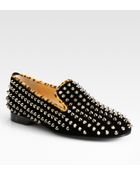 Christian Louboutin Studded Velvet Smoking Slippers - Lyst