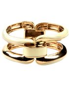 Anne Klein Gold and Ivory Enamel Stretch Bracelet - Lyst