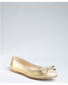 Fendi Gold Metallic Leather and Patent Bow Ballet Flats - Lyst