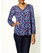 Rebecca Taylor Polka Dot Daisy Printed Tie Silk Blouse - Lyst