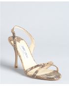 Jimmy Choo Nude Snake Print Leather India Sandals - Lyst