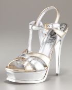 Saint Laurent Tribute Metallic Platform Sandal - Lyst