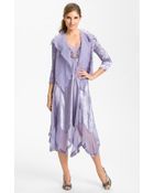 Komarov Beaded Pleated Charmeuse Dress Jacket - Lyst