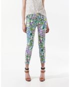 Zara Floral Print Trousers - Lyst