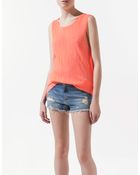Zara Pleated Fabric Tshirt - Lyst