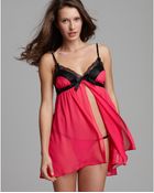 Betsey Johnson Chiffon and Lace Babydoll with Thong - Lyst