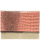 Asos Leather Croc Metal Bar Clutch Bag - Lyst