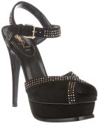 Saint Laurent Studded Peep Toe Pump - Lyst