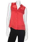 Rachel Zoe Semi Sheer Sleeveless Button Down Blouse - Lyst