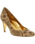 Ted Baker Peoni Mid Heel Court Shoe Nude Snake Lthr - Lyst