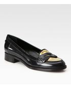 Saint Laurent Leather and Metalplate Loafers - Lyst