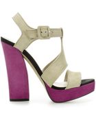 Zara Suede Wide Heel Sandal - Lyst