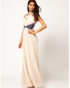 Little Mistress Lace Insert Embellished Maxi Dress - Lyst