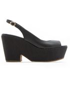 Mango Sling Back Peep Toe Wedge - Lyst