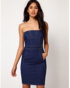 ASOS Collection Asos Indigo Denim Bandeau Dress - Lyst