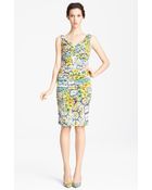 Dolce & Gabbana Floral Print Stretch Silk Dress - Lyst
