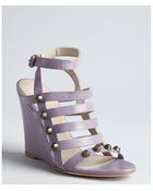 Balenciaga Wisteria Leather Studded Cage Wedge Sandals - Lyst