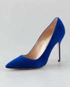 Manolo Blahnik Suede Pointed Toe Pump - Lyst