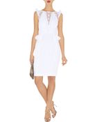 Karen Millen White Cotton Lace Dress - Lyst