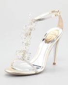 Rene Caovilla Lace Tstrap Sandal - Lyst