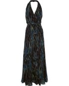 Halston Heritage Printed Silk-chiffon Halterneck Gown - Lyst