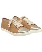 Lanvin Leather Trainers with Metallic Toe Cap - Lyst