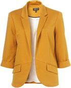 Topshop Ponte Rolled Sleeve Blazer - Lyst