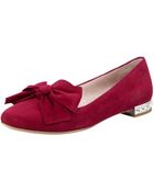 Miu Miu Jewelheel Suede Loafer - Lyst