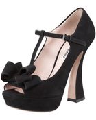 Miu Miu Tstrap Bow Platform Pump - Lyst
