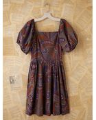 Free People Vintage Batik Printed Bubble Sleeve Dress - Lyst
