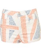 Moto Moto Floral Union Jack Hotpants - Lyst